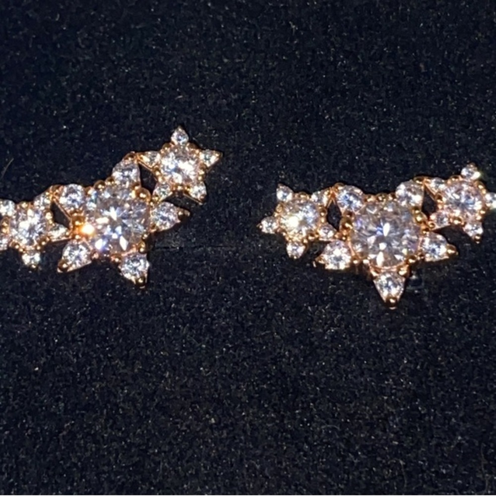 Delicate Gold and Crystal Star Cluster Earrings - Women Jewelry